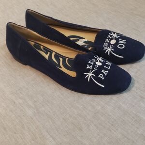 New No Tags Size 9 Tommy Bahama Blue Faux Velvet Flat,slip On,vacation,casual,